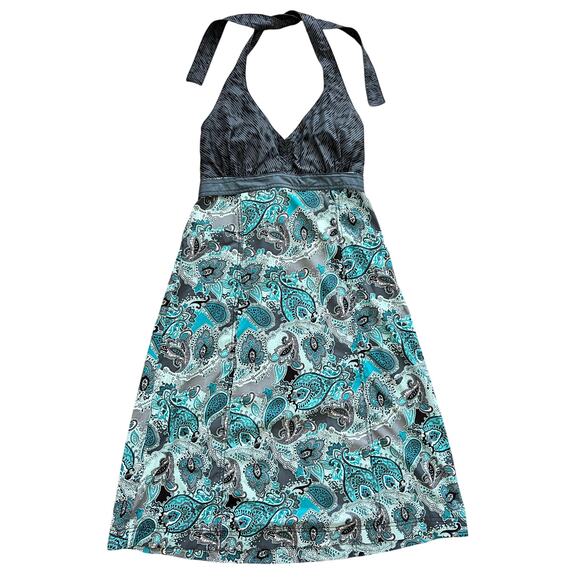 Athleta Pack Everywhere Paisley Dress Halter 10 Travel Wicking Beach Swim Blue - Picture 1 of 4